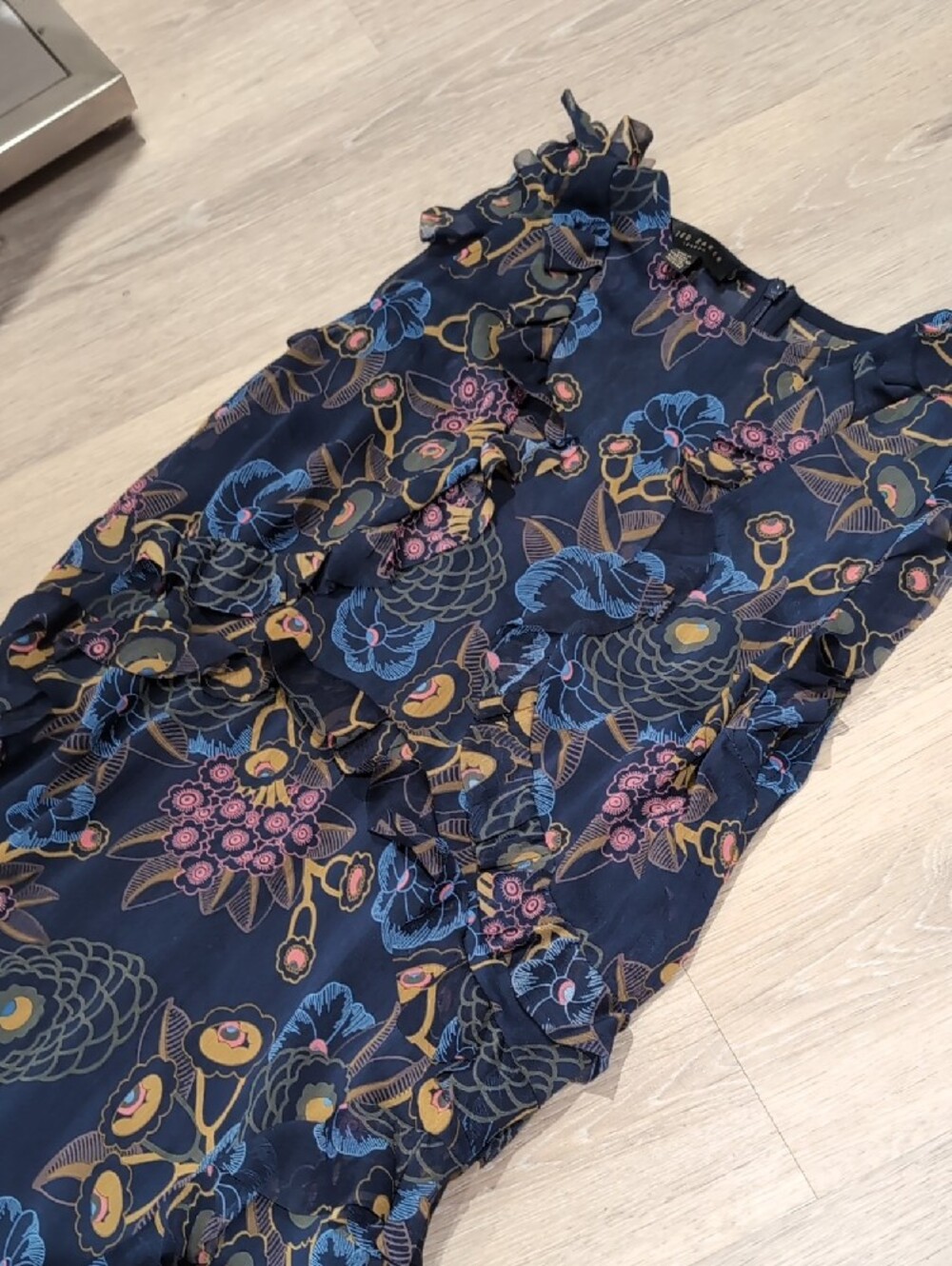 Ted Baker Karolia Floral Ruffle Midi Dress with Purple Accents - Picture 7 of 12